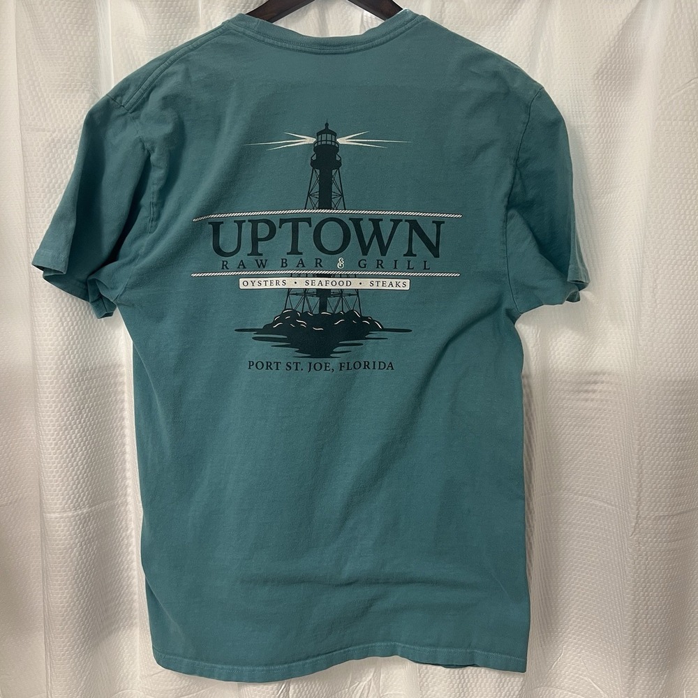 Uptown Raw Bar Port St Joe PSJ Beach Florida Tee Seawashed Green Mens Size Large